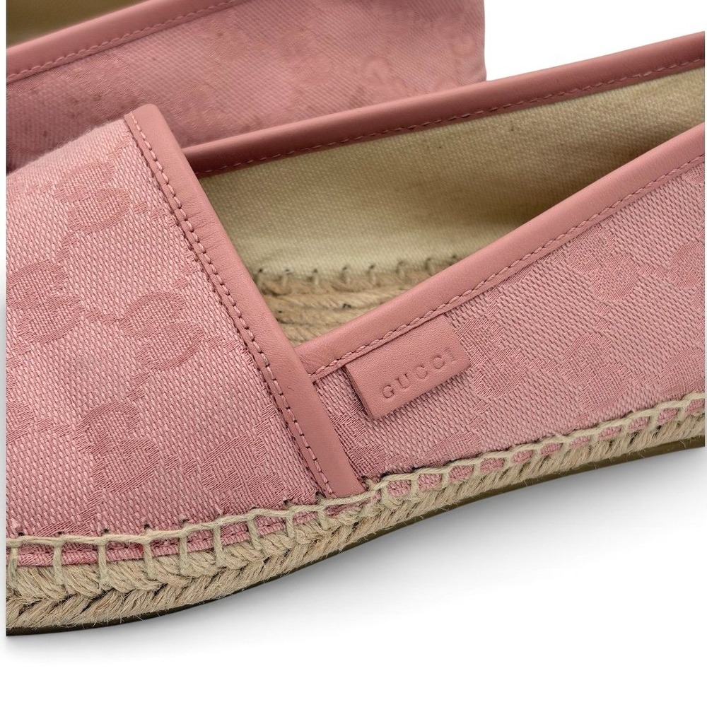 Gucci‎ GG Monogram Canvas Espadrilles 38.5 Pink Logo Slip On Flats Spain Luxury - Picture 5 of 11